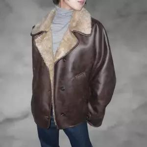 여성 남성 오버핏 퍼안감 카라 가오리 무스탕 가죽 재킷