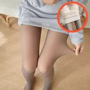 팬티스타킹 착시 시스루 겨울용 고중량 기모안감 커피색