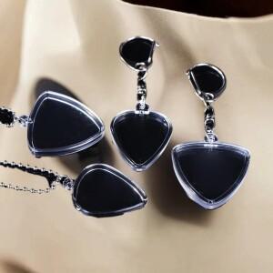 호환 기타 피크 보관함 키체인 투명한 수집 상자  하트 모양 디자인