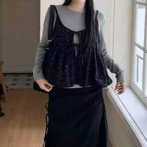 기모 골덴 꽃 뷔스티에 긴팔티세트