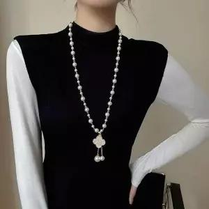 목걸이 진주 레이어드 긴 패션 롱 길이조절