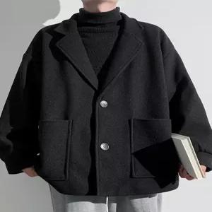 남자 숏코트 남성 후드 겨울 슬림핏 반코트 모직코트 캐주얼 숏