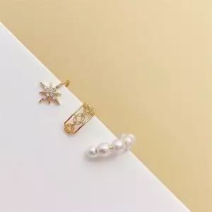 [토끼귀상점] 로맨틱 별빛 큐빅 레이스 진주 귀찌 3종 세트