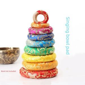 요가 티베트 싱잉볼 매트 명상 쿠션 불교 제품 사운드볼 패드 네팔용 실크 브로케이드 베개