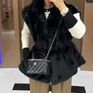 [하프클럽/옷자락]여성 따뜻한 인조 퍼 하이넥 민소매 베스트