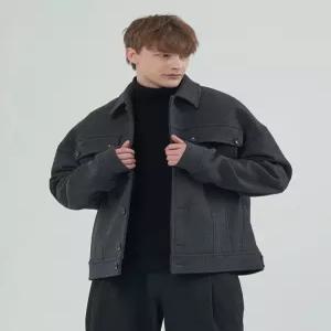 [컴스페이스]울 블렌드 블루종 코트_차콜