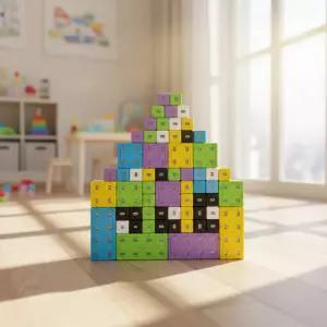 소프트 벽돌블럭 회전 자석블럭 집만들기 블록쌓기 집짓기 창의력 두뇌발달 유아 (128p)