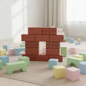 회전 자석 벽돌블럭 적색 마그넷 블록 쌓기놀이 입체모형 만들기 집짓기 장난감 (40p)