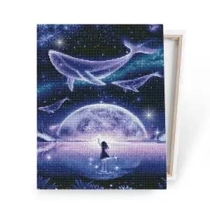 DIY 비즈 큐빅 보석 십자수 캔버스형 신비한 바다고래 40X50