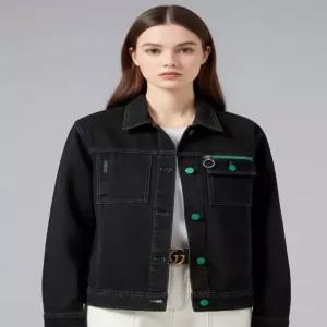 [드레스허그]민트 믹스 포인트 데님 셔츠 자켓