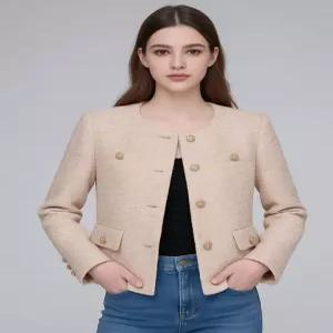 [드레스허그]베이비 핑크 팅클 트위드 자켓