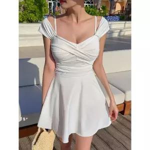 [비바럽]하임 오프숄더 원피스 수영복 SW20356F 셔링 민소매 플레어 A라인 체형커버 모.._P415169500