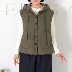 [엄마옷  단모후드패딩조끼