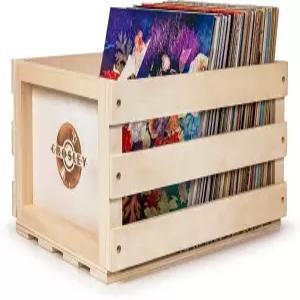 Crosley AC1004A-NA 레코드 보관함 최대 75장의 앨범 보유 내추럴
