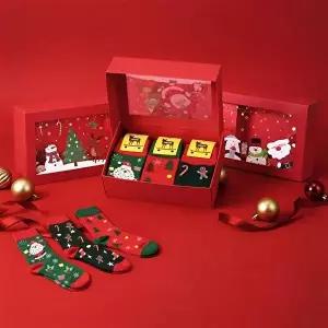 [피칸데코]크리스마스 양말 3종 선물 포장 상자 세트 (랜덤구성) G