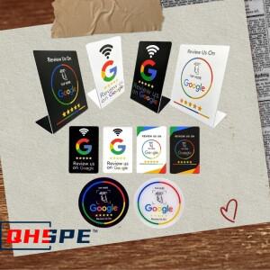 NFC 215 프로그래밍 가능 카드 - Google 리뷰 스티커  13.56Mhz 방수 태그  비즈니스 프로모션용 스탠드 테