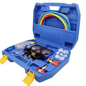 호스 및 후크가 있는 매니폴드 게이지 유지 보수 도구  R-134a 냉동 에어  R410A 3 웨이  R32