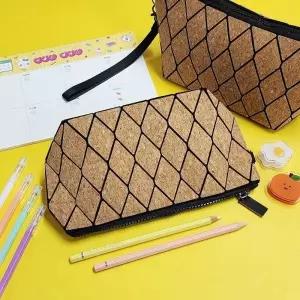 코르크 패턴 메이크업 파우치 중 화장품파우치 화장품