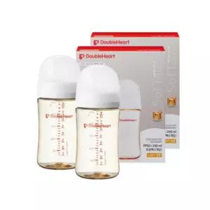 더블하트 3세대 젖병 노꼭지 트윈팩 화이트 240ml BNA