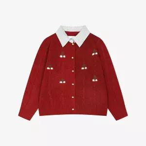 [26 신상] 체리 카라 배색 니트 가디건 (TMCCA2913)