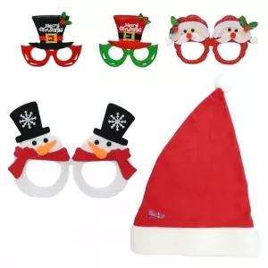 해피파티 크리스마스 파티안경 산타모자 (중) 세트 (랜덤1개)