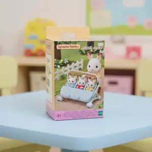 실바니안 패밀리 세쌍둥이 유모차 인형놀이 소품 장난감 미니어처 인형의집 꾸미기 장식 수집