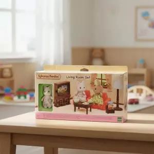 실바니안 패밀리 꽃무늬 고양이 소녀 리빙룸 세트 미니어처 소품 소꿉놀이 동물 인형 가구