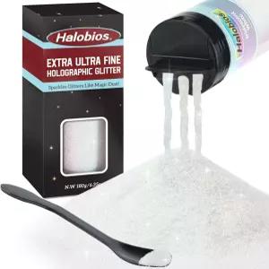할로바이오스 엑스트라 파인 글리터 홀로그램 리데센트 화이트 6.35온스(180g) 초미세 헤어 바디 네일 예술