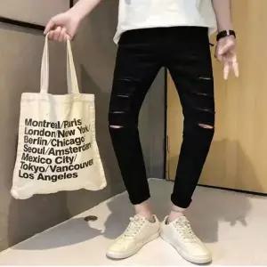 [셀러에이드]남자 찢청 스키니 스키니진 청바지 컷팅 데님 블랙진