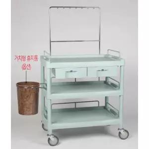 [열린세상] 다용도 병원 드레싱 3단 수액걸이 가드레일 서랍 2칸 이동카트 Y-301J