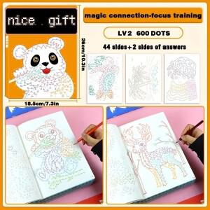 44가지 복잡한 패턴+답변 디지털 연결 드로잉북 3가지 난이도 집중력 및 인내력 훈련