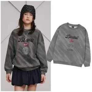 블루테일2 AAA1TS01CG 주니어 남아 여아 차콜그레이 오버핏 맨투맨 고학년 2026년 봄상품