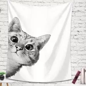 가림막포스터 패브릭가림막 빼꼼고양이 특대 월포스터 월 150X200 패브릭 가림막 인테리어포스터