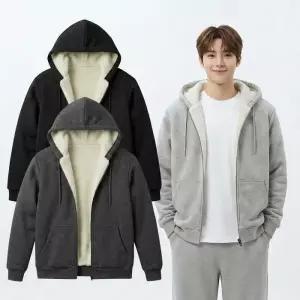 남성 양털 안감 후드집업 겨울 보온 기모 데일리 캐주
