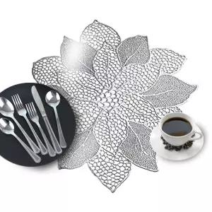 [퍼니메이커]은색 포인세티아 원형 PVC 대형 식탁매트 테이블메트 매트 메트 식기매트 양식기매트