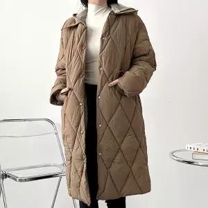 여성 겨울 퀄팅 롱패딩 가벼운 캐주얼 아우터