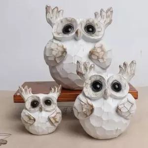 화이트 QYS712S7 부엉이가족 소품인형(3P)