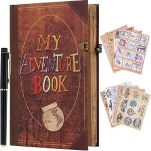 마이 어드벤처 북 저널 스크랩북 앨범 164페이지 레트로 소가죽 커버 여행 일기 3D 디자인 DIY 핸드메이드
