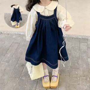 205272 진청멜빵치마 자수블라우스데님여아원피스세트