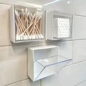 무타공 벽걸이 화장솜 면봉 다용도 수납함 정리함