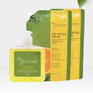 에코띠끄 천연 오렌지오일 주방세제 세트 [본품500ml 1ea+리필1000ml 2ea]
