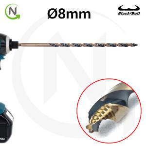 블랙불 롱기리 스텝 드릴 비트 8mm 길이300mm 스텐 기리 홀커터