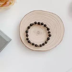 /하네진 [핸드메이드] 화산석 엔틱 블랙 원석 팔찌