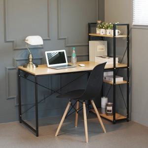 컴퓨터 우드책상 120 블랙 화이트 1인용 책장 조립식 공부 책장 심플