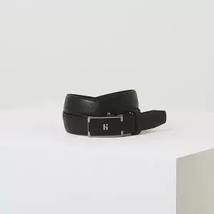 [헤지스](광주신세계)블랙 가죽 퀼팅 로고 버클 자동벨트 HJBE5E253BK