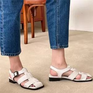 [오노마] ONM 스트랩샌들 여름 데일리슈즈 스퀘어코 유니크플랫샌들 (S8532957)