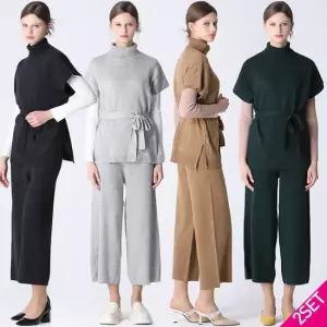 2SET [르오트(LeOT)] 케이블 니트셋업 2종세트(베스트+팬츠)-사이즈 55~88까지