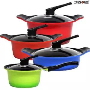 키친아트 S100G 주물냄비 세라믹코팅 냄비세트 4종 편18+양20+24+전24