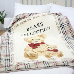 곰돌이 부드러운 양면 밍크 극세사 미니 무릎담요