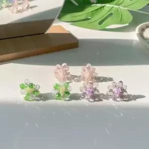 [셀러허브]여자 꽃무늬 후르츠 비즈 그린 퍼플 귀걸이 (S12265495)